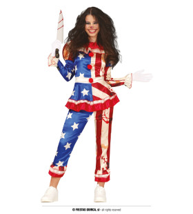 Bloody USA Clown Lol Vrouw Kostuum