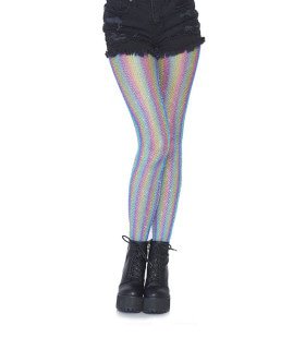 Glinsterende Regenboog Visnet Panty Blauw