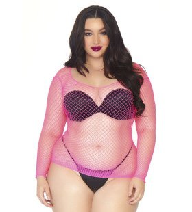 Roze Visnet Shirt Plus Size Vrouw