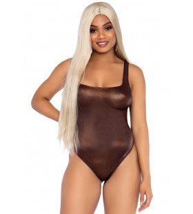 Bronzen Spandex String Bodysuit Vrouw