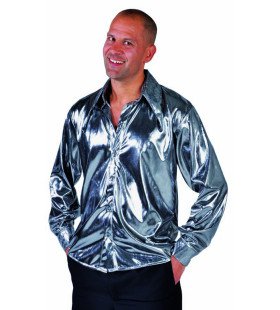 Zilveren Glitter Folie Blouse Man