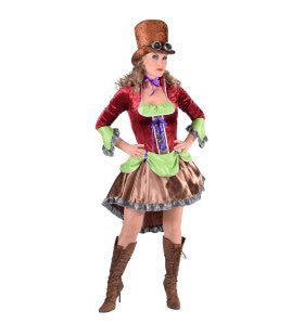 Kleurig Manchester Steampunk Vrouw Kostuum