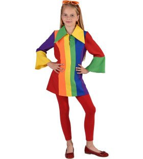 Vrolijke Regenboog Blouse Jaren 70 Stijl Meisje Kostuum