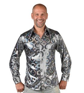 Zilveren Disco Plaatjes Draaier Dj Blouse Man