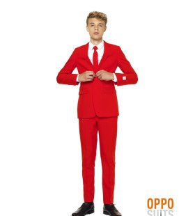 Intense Red Devil Opposuit Teen Jongen Kostuum