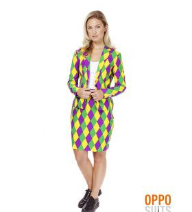 Circus Harlequeen Opposuit Vrouw Kostuum