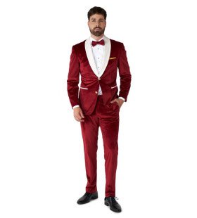 Rode Velvet Vibes Xmas Opposuit Man Kostuum