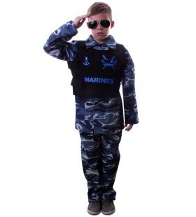 Marinier Paratrooper Kinder Kostuum Blauw Camouflage Jongen