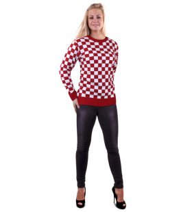 Gebreide Sweater Rood Wit Geblokt Brabant