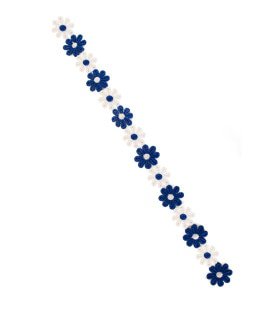 Bloemetjesband 3m Blauw-Wit