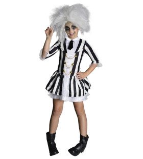 Beetlejuice Black And White Stripe Kind Meisje Kostuum