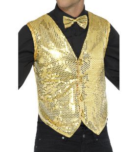 Glimmende Gouden Pailletten Vest Man