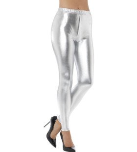 Zilveren Metallic Disco Legging Vrouw