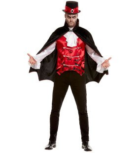 Dandy Dracula Bloedfeest Shirt Met Vest En Cape Man Kostuum