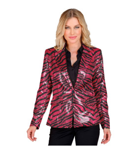 Pailletten Blazer Glamour Roze Safari Print Vrouw