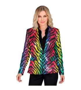 Pailletten Blazer Crazy Rainbow Stripes Vrouw