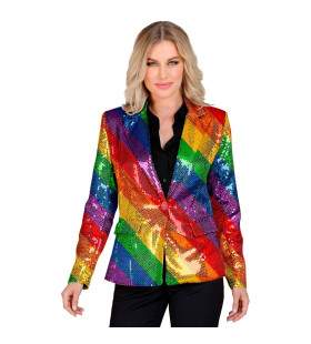 Pailletten Blazer Regenboog Strepen Vrouw