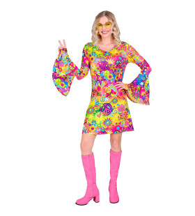 Super 60s Peace And Love Jurk Vrouw