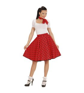 Red Doll 50s Rock And Roll Rok Met Nekband, Rood Vrouw Kostuum