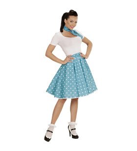 Sweetie-Pie 50s Rock And Roll Rok Met Nekband, Lichtblauw Vrouw Kostuum