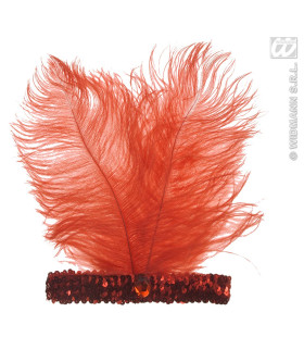 Hoofdband Rood Met Marabou En Edelsteen