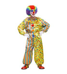 Veelkleurige Clown Jumpsuit Volwassen Kostuum