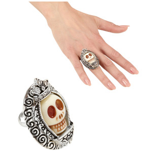 Horror Ring Zilver Met Witte Schedel