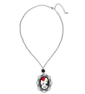 Dark Days Ketting Met Zwarte Roos En Cameo Schedel