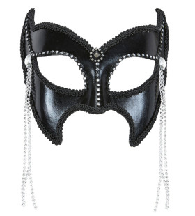 Dominatrix Oogmasker Sm Fashion Met Strass En Stenen, Zwart