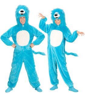 Dieren Onesie Pluche Blauwe Leeuw Kostuum