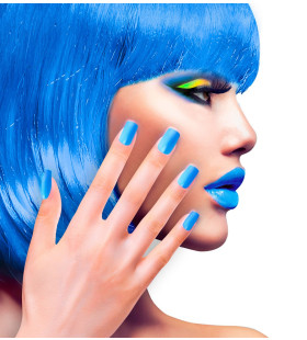 Nagels Airbrush Neon Blauw 80s Lady