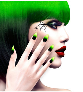 Duivelin Nagels Stiletto Zwart / Neon Groen