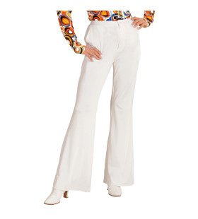 Groovy Gwendolyn 70s Dames Broek, Wit Vrouw