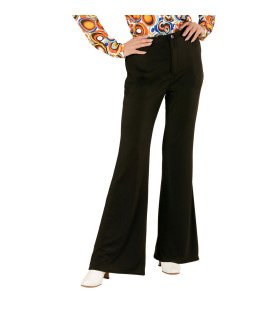 Groovy Gwendolyn 70s Dames Broek, Zwart Vrouw