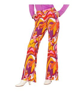 Groovy Gwendolyn 70s Dames Broek, Orchidee Vrouw