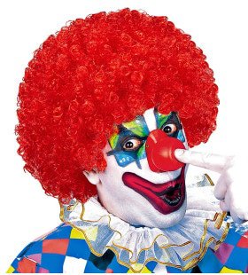 Afro Clownpruik Krullen, Rood