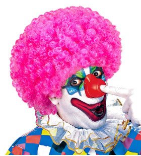 Afro Clownpruik Krullen, Roze