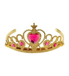 Gouden Tiara Met Roze Steentjes Prinses