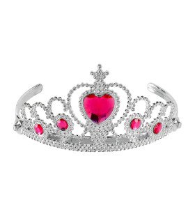 Zilveren Tiara Met Roze Steentjes Prinses