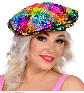 Omkeerbare Pailletten Baret Regenboog / Goud Hippe Hanna