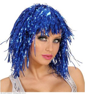 Blauw Feesthaar Disco Pruik