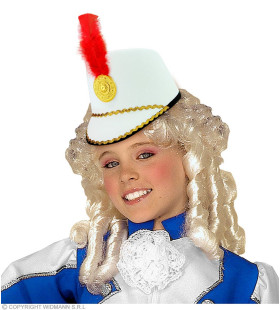 Witte Majorette Hoed Met Rode Veer