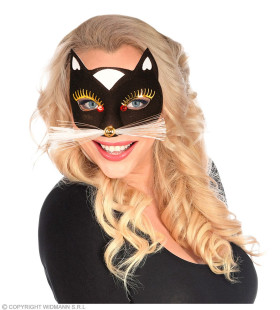 Oogmasker Kat Met Snorharen, Zwart