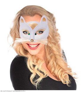 Oogmasker Kat Met Snorharen, Wit