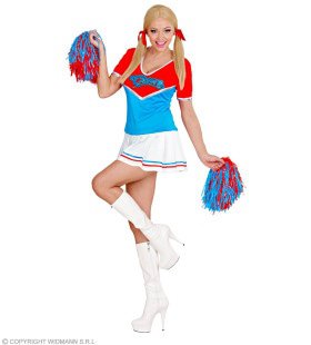 Highschool Leader Of Cheer Blauw Rood Vrouw Kostuum