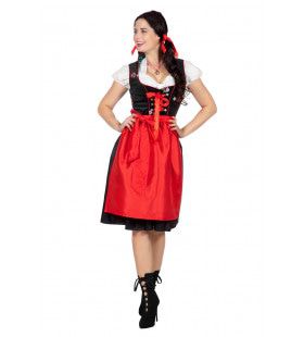 Heidi Edelweiss Oktoberfest Dirndl Zwart Vrouw Kostuum