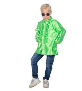 Groene Ruchesblouse Satijn Foute Disco Kind