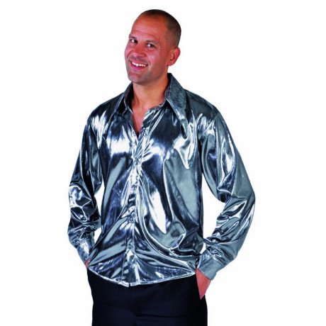 Zilveren Glitter Folie Blouse Man