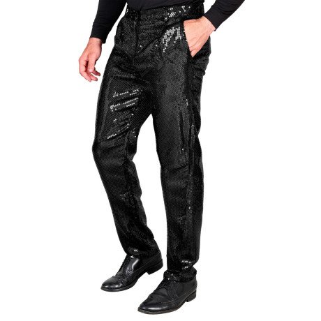 Shiney Pailletten Broek Zwart Man