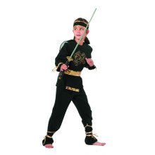 High Kick Goud Zwarte Ninja Dragon Jongen Kostuum